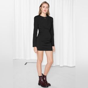 NWT & Other Stories Stockholm Atelier Black Shoulder Pad Mini Dress Size US 6